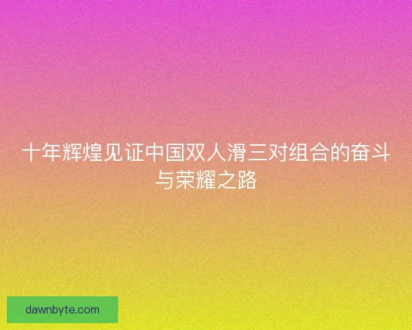 十年辉煌见证中国双人滑三对组合的奋斗与荣耀之路